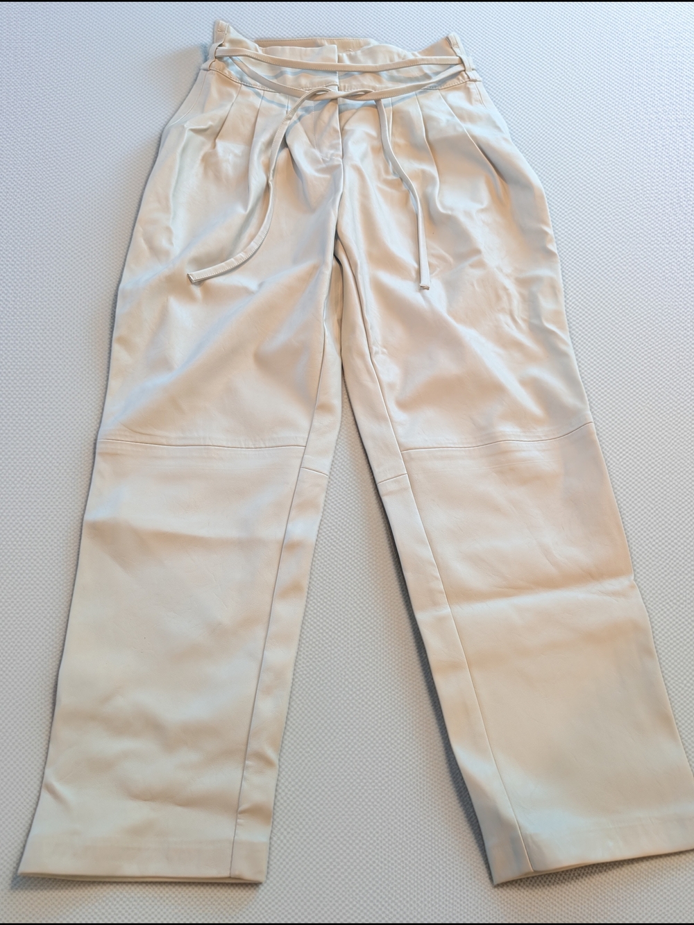 Blank NYC Cream Drawstring Faux Leather Chinos